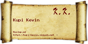 Kupi Kevin névjegykártya